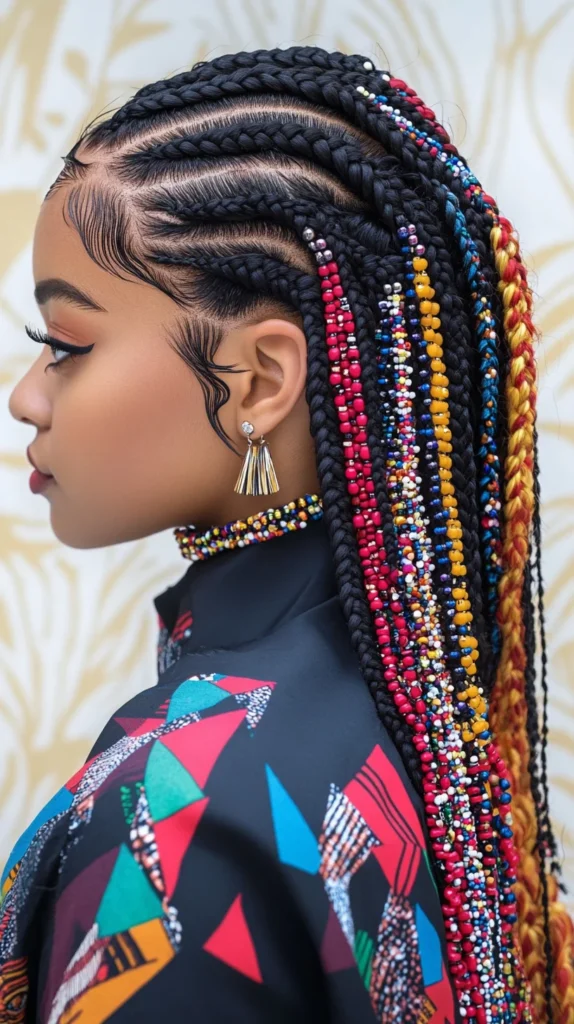 Beaded Straight Back Cornrows