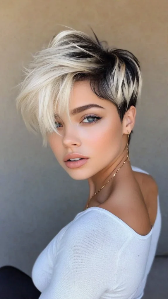 Bleached Pixie with Dark Roots