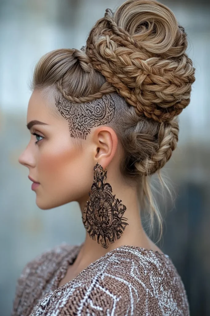 Braided High Bun with Undercut