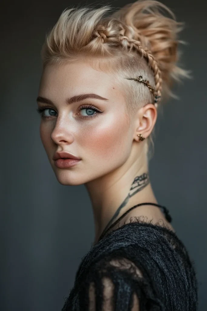 Braided Mohawk with Shaved Sides