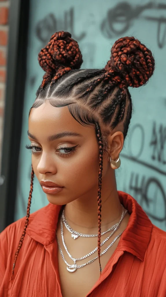 Cornrows with Space Buns