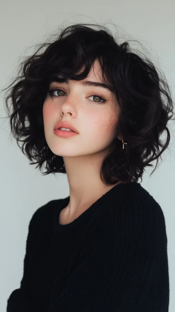 Curly Bob with Bangs
