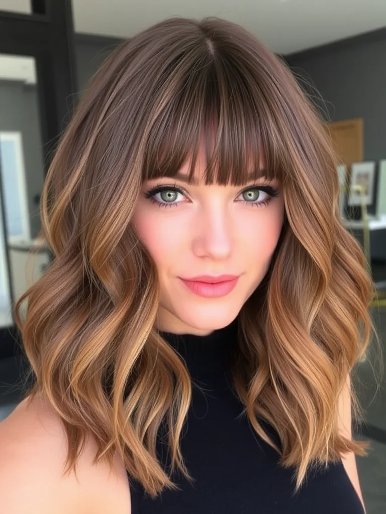 Curtain Bangs with Waves