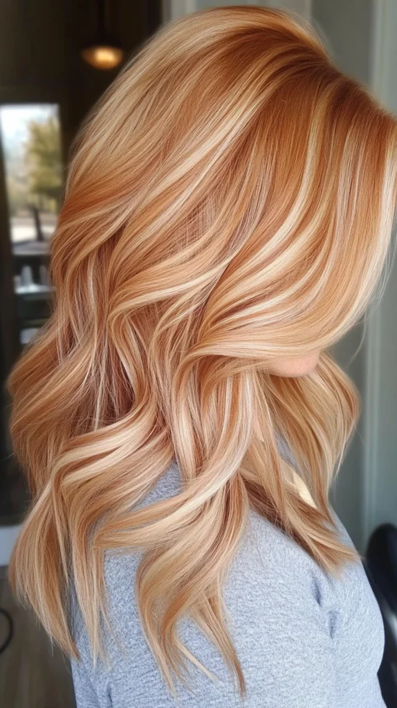 Copper With Strawberry Blonde Face-Framing Highlights