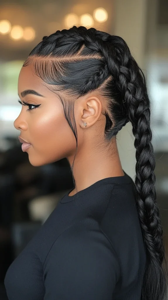French Braids with Low Ponytai
