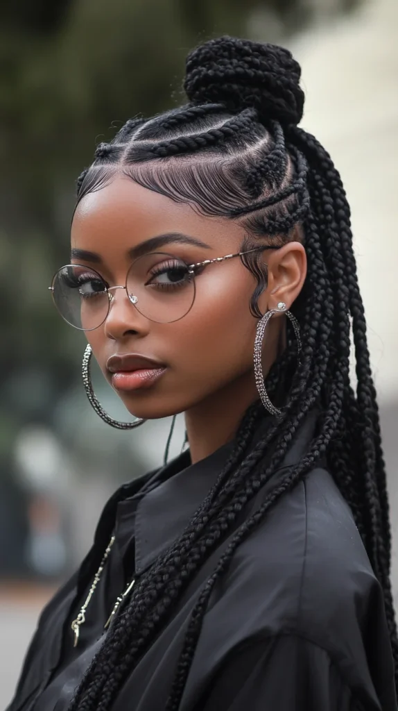Half-Up, Half-Down Cornrows