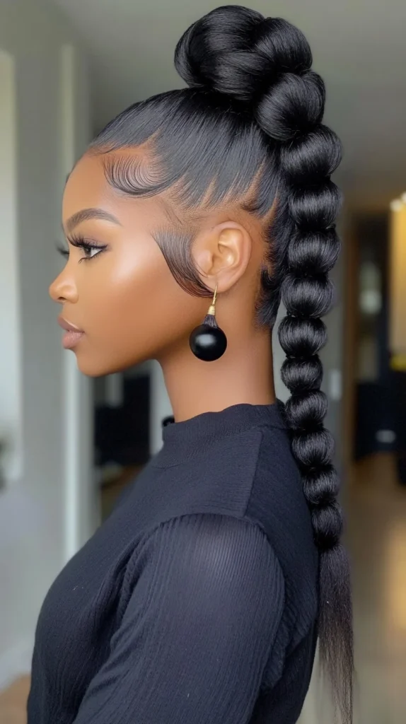 High Bubble Braided Ponytail