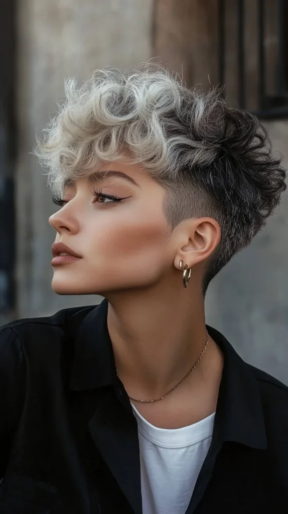 High-Contrast Curly Buzz Cut