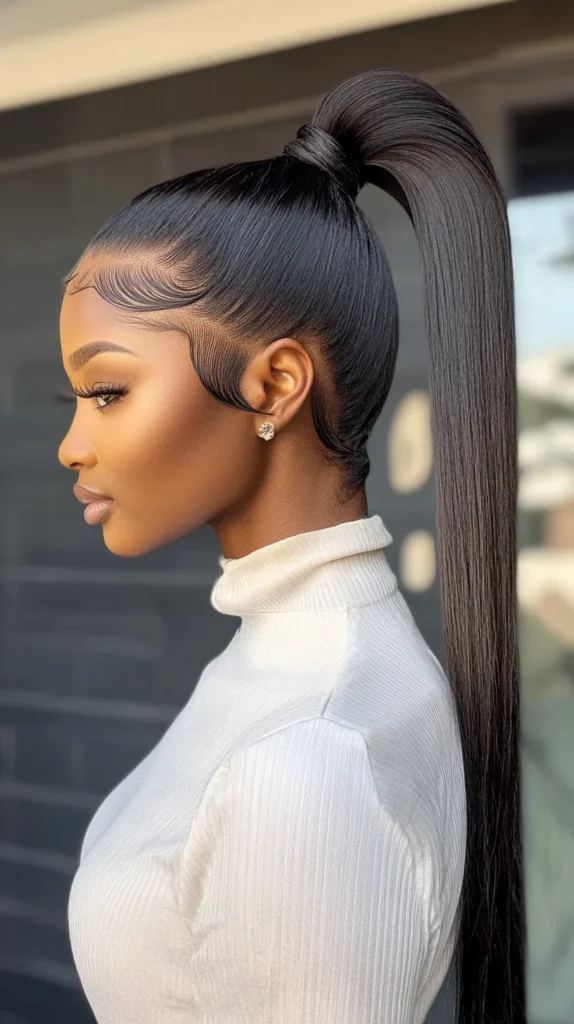 Long Straight Ponytail with Weave