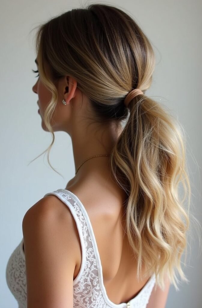 Loose Low Ponytail with Waves