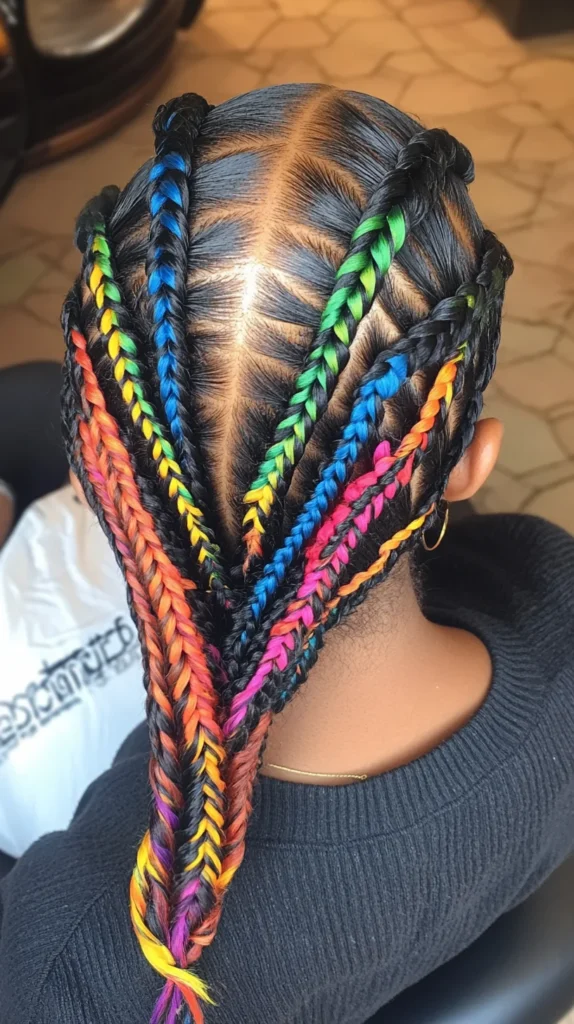Rainbow Center-Parted Braids