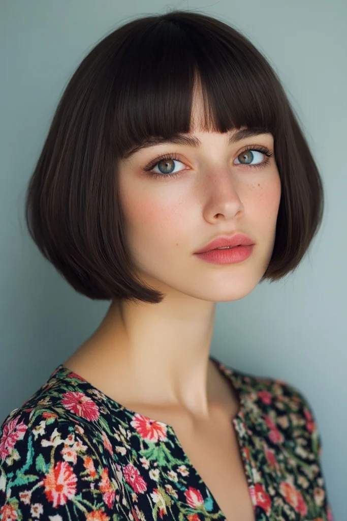 Rounded Bob with Full Bangs
