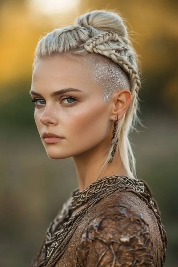 Shaved Sides with Braided High Bun