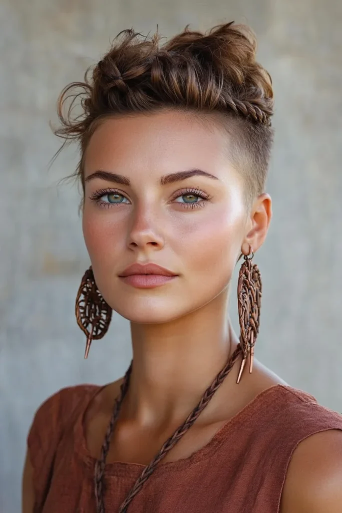 Shaved Sides with a Short Braid