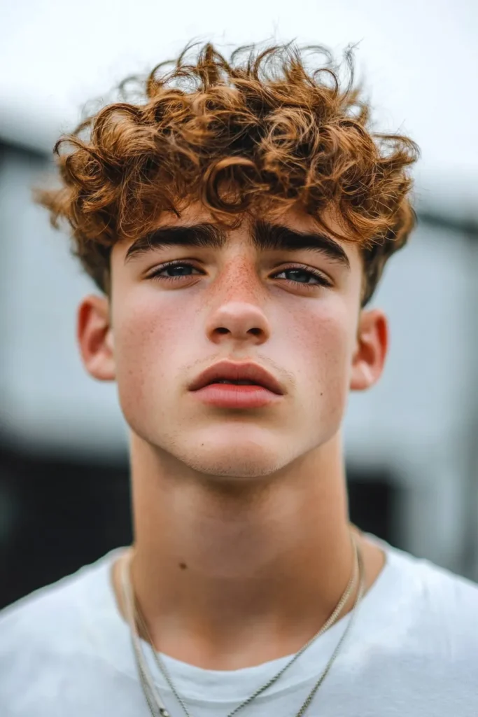 Short Curly Hair with Low Burst Fade