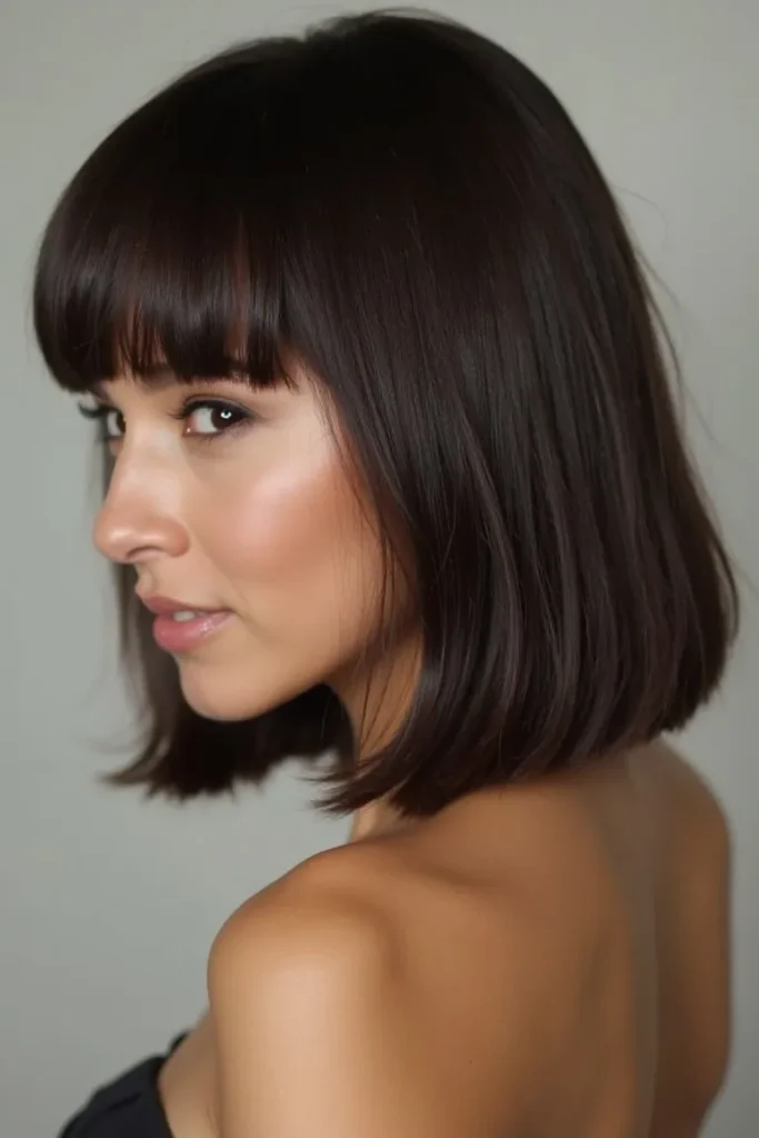 Sleek Lob with Blunt Ends