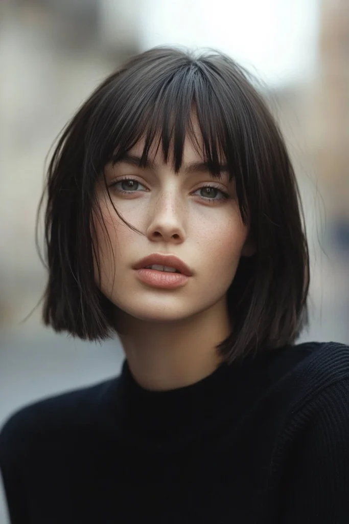 Straight Bob with Wispy Curtain Bangs