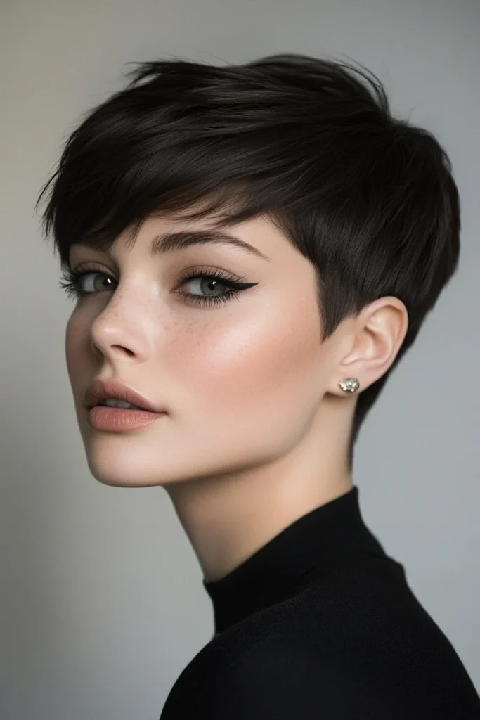 Tapered Pixie with Side-Slicked Bangs