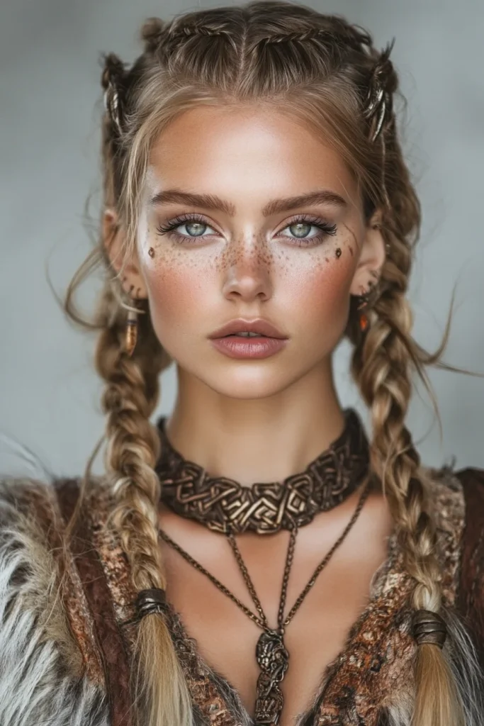 Tousled Bob with Two Side Braids