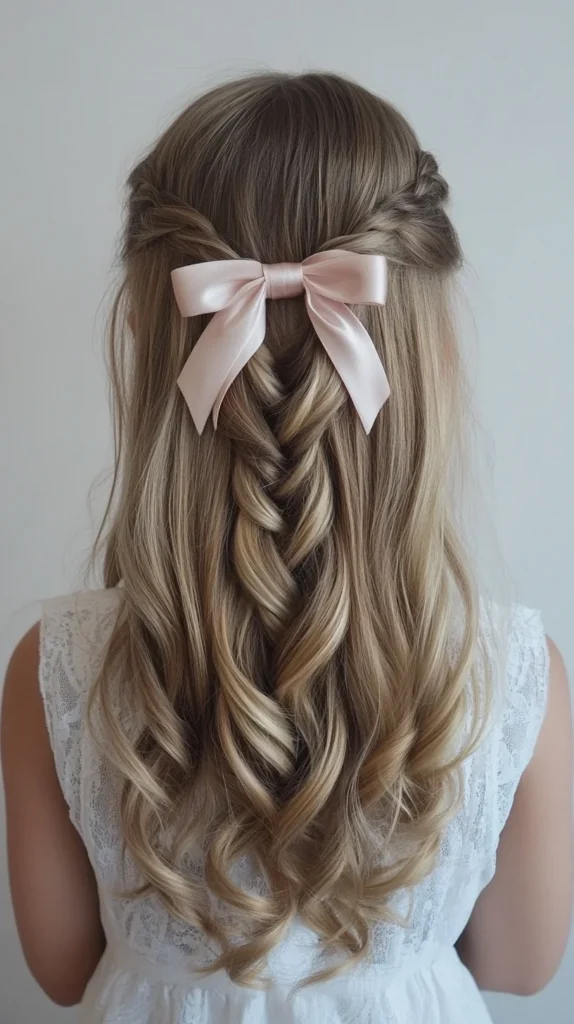 Waterfall Braid with a Bow