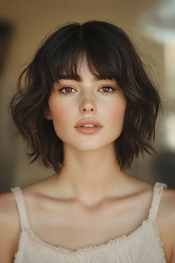 Wavy Bob with Curtain Bangs