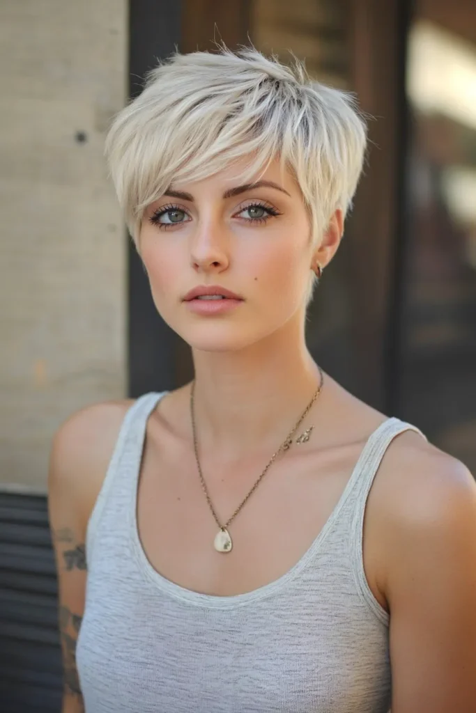 Blonde and Shaggy Pixie Wolf Cut