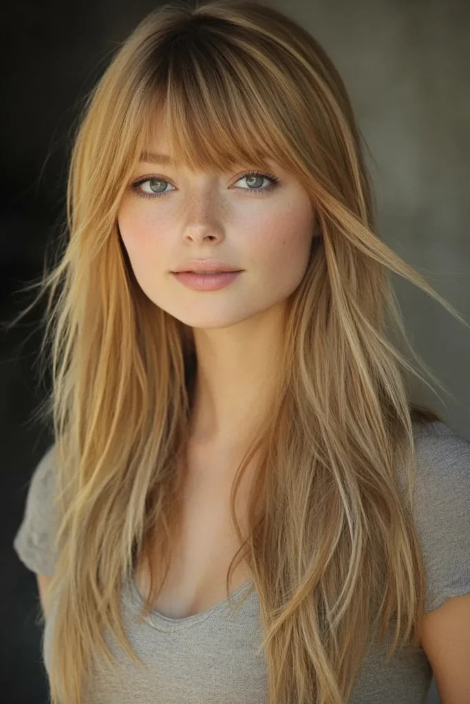 Blunt Bangs With Long Layers