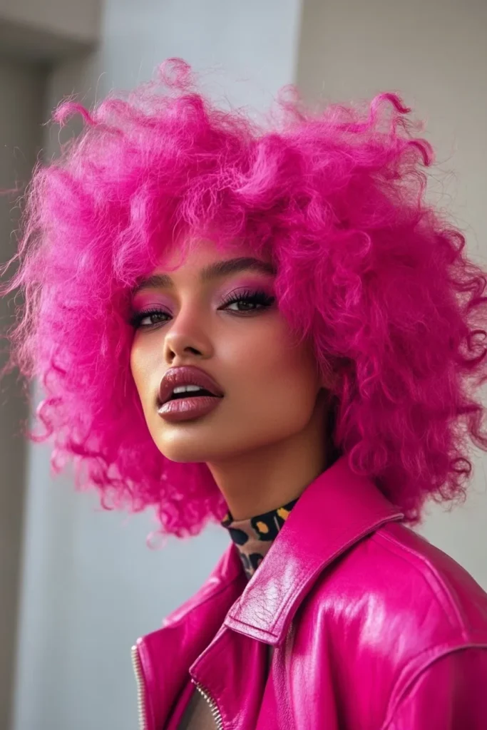 Bold Hot Pink Afro