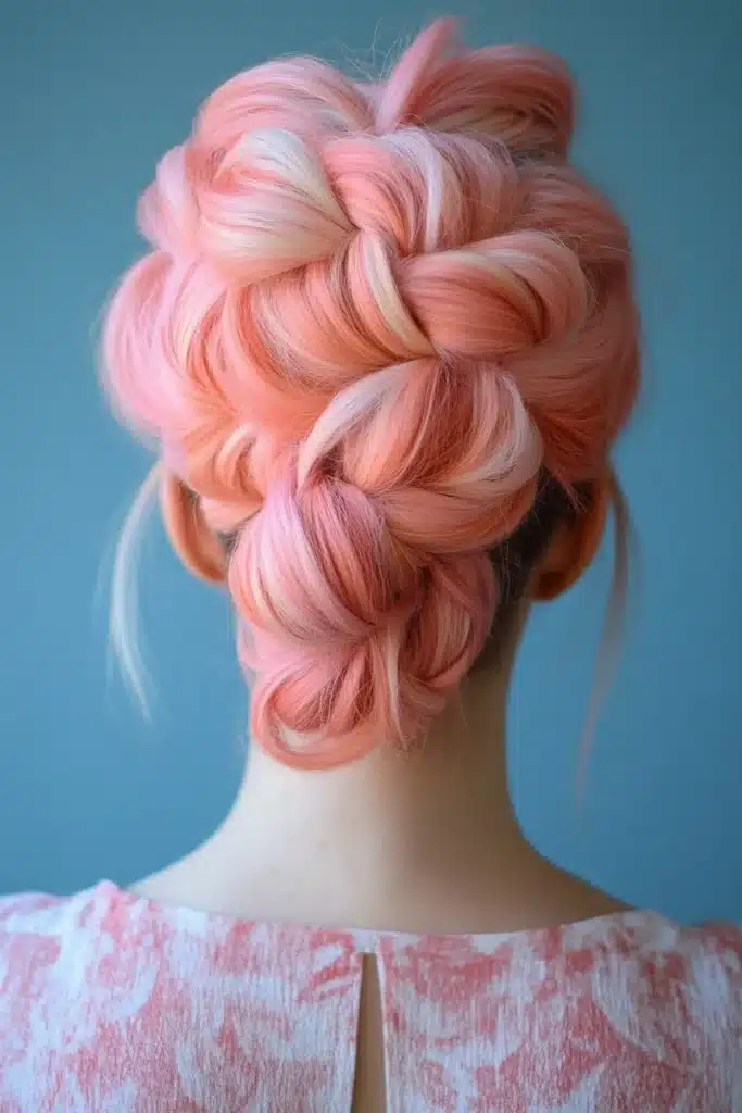 Bubble Gum Dutch Braid Bun