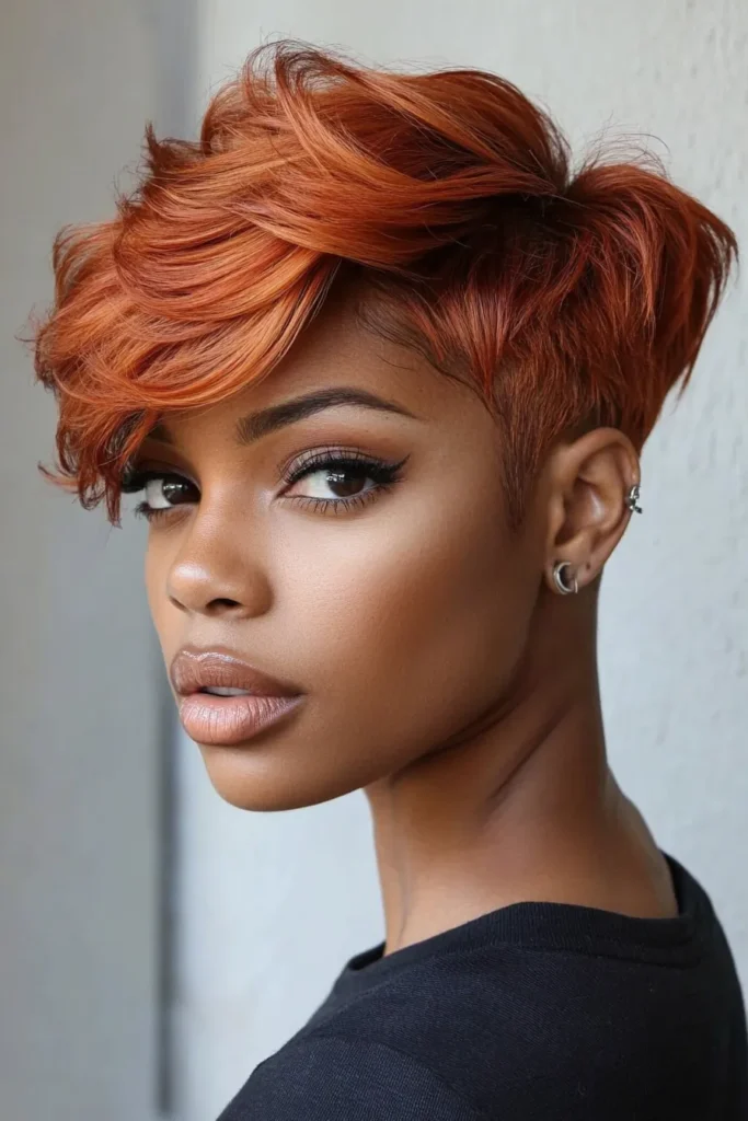 Copper Layered Pixie with Voluminous Angled Top