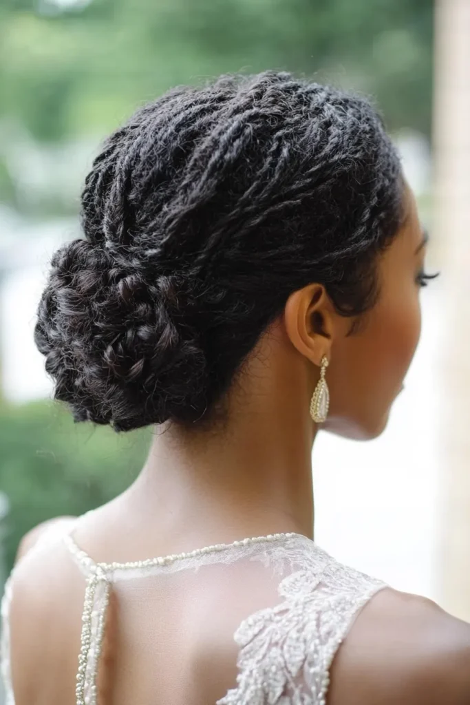 Curly Low Bun with Flat Twists