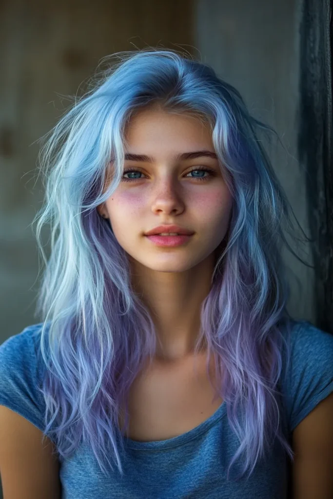 Denim Blue and Lilac Wash