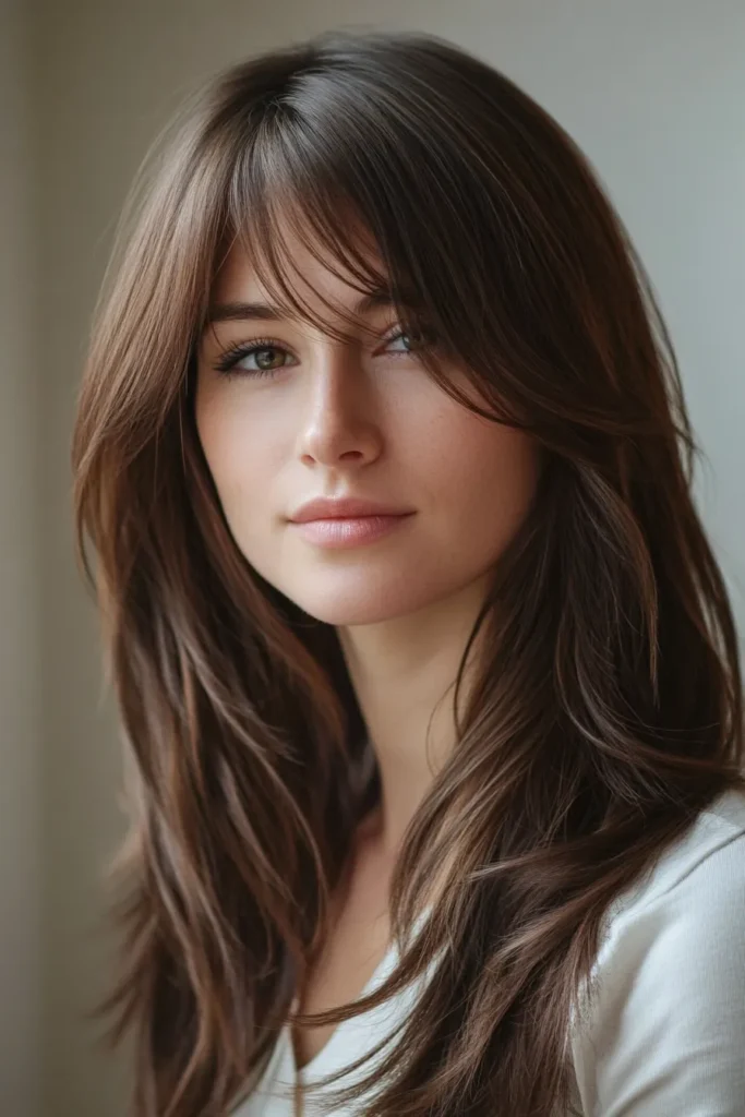Face-Framing Layers With Curtain Bangs