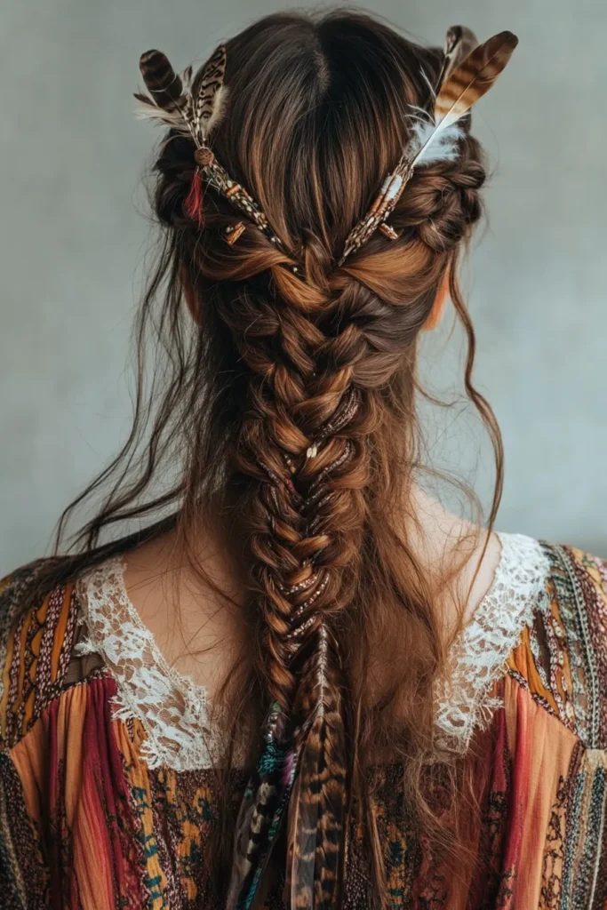 Feather-Adorned Braid