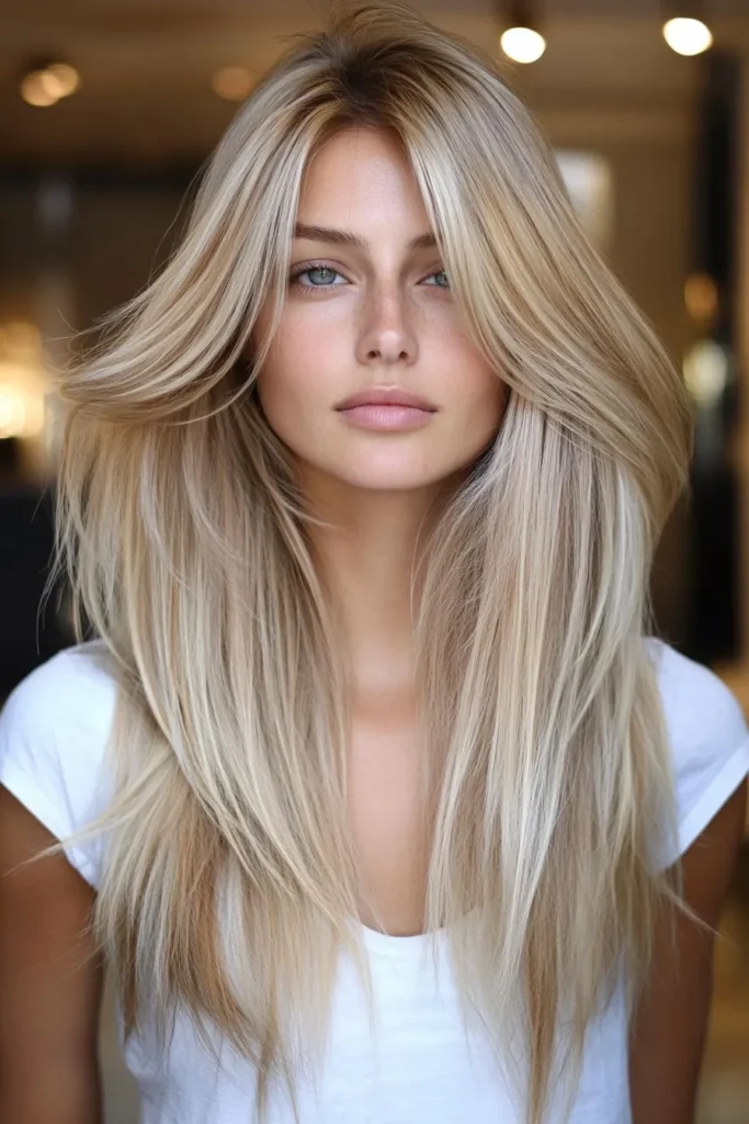 Golden Bronde With Long Layers