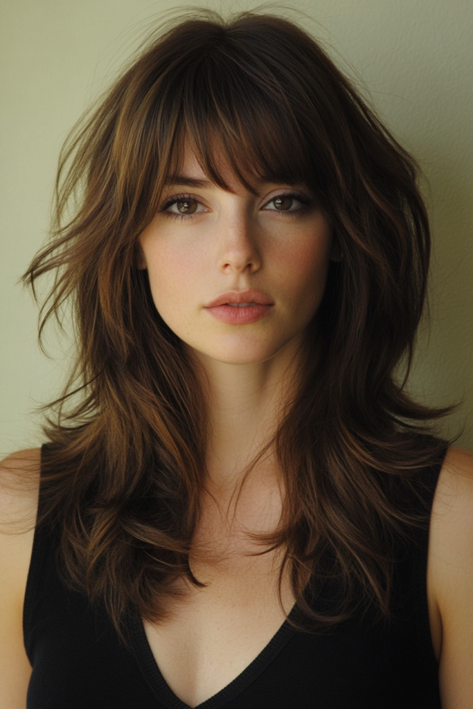 Heavily Layered Hair with Bangs