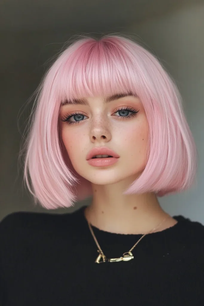 Light Pink Blunt Cut