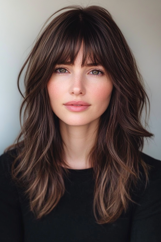 Long Curtain Bangs with Framing Layers