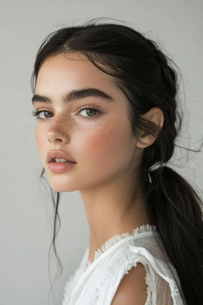 Low Ponytail with Middle Part