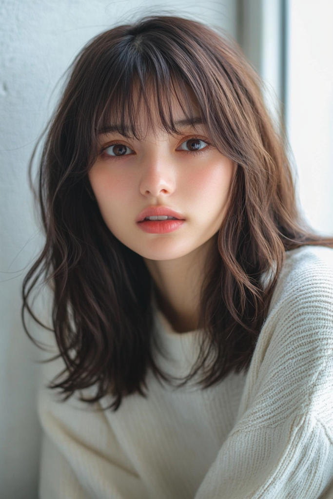 Middle-Length Haircut with Curtain Bangs
