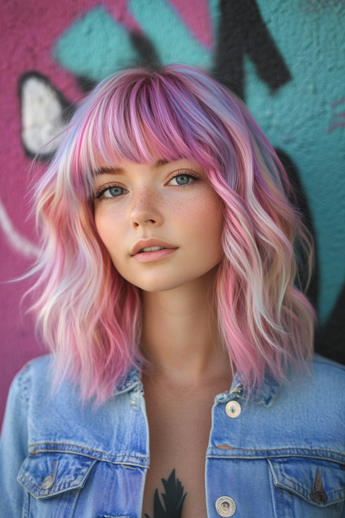 Middle-Length Unicorn Hair with Bangs