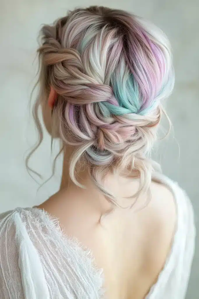 Pastel Braid & Low Bun