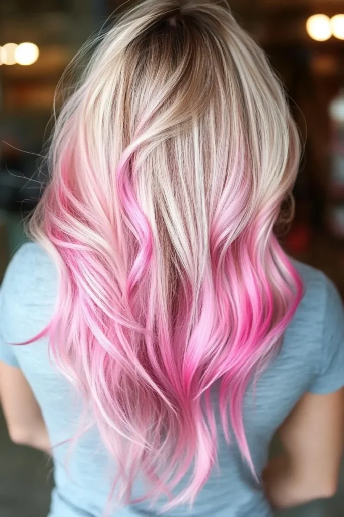 Pink and Blonde Balayage