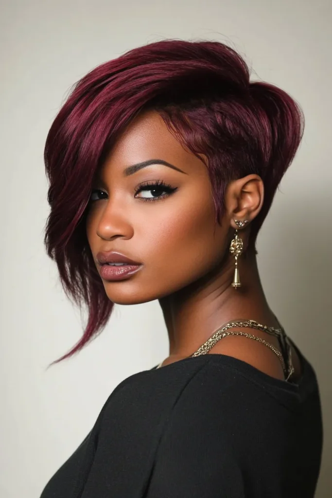 Short Angled Maroon Tresses