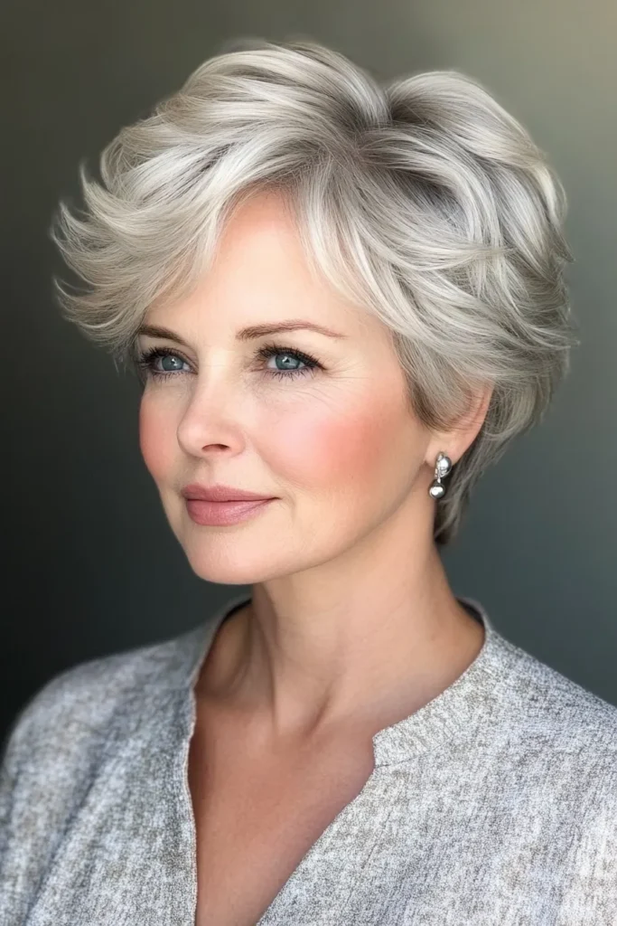 Short Silver Feathered Bob