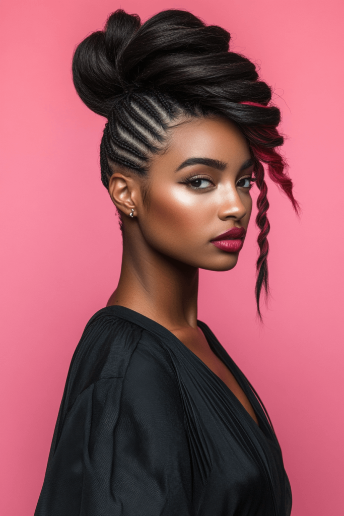 Side Swept Braided Mohawk