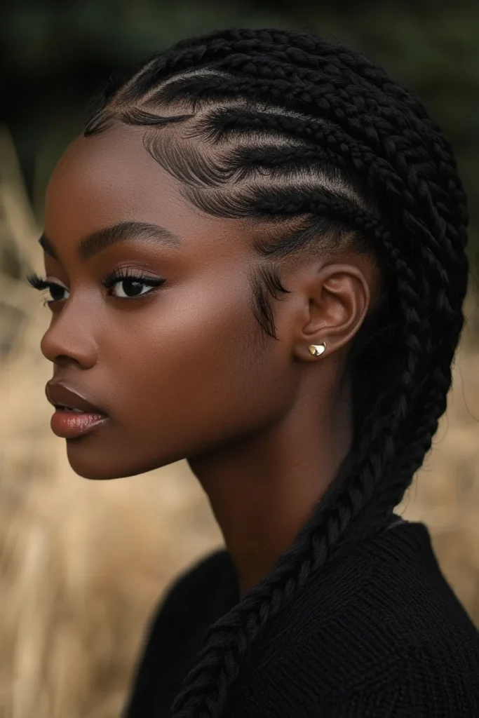 Side Swept Stitch Braids