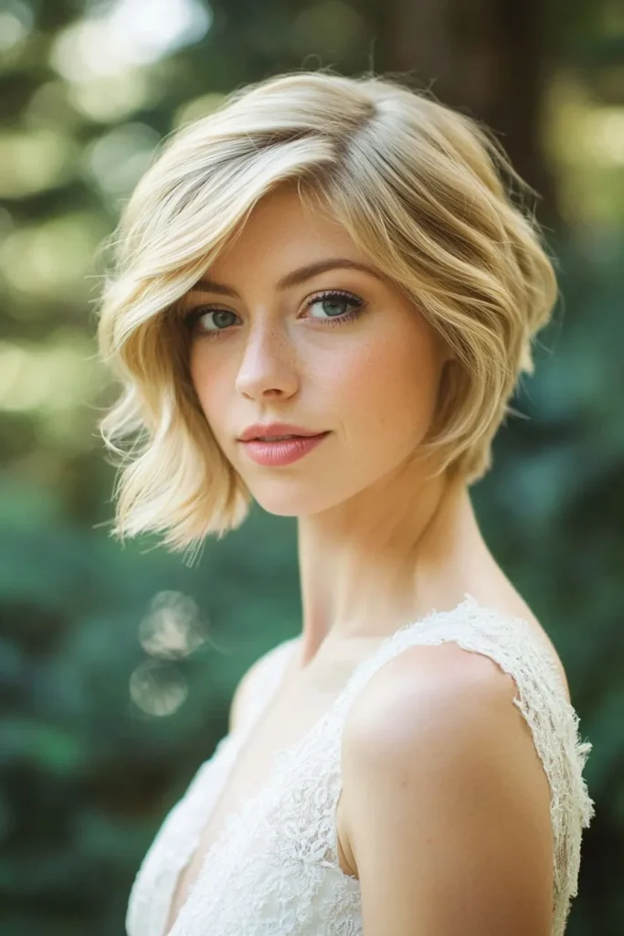 Tousled Lob with a Side Part
