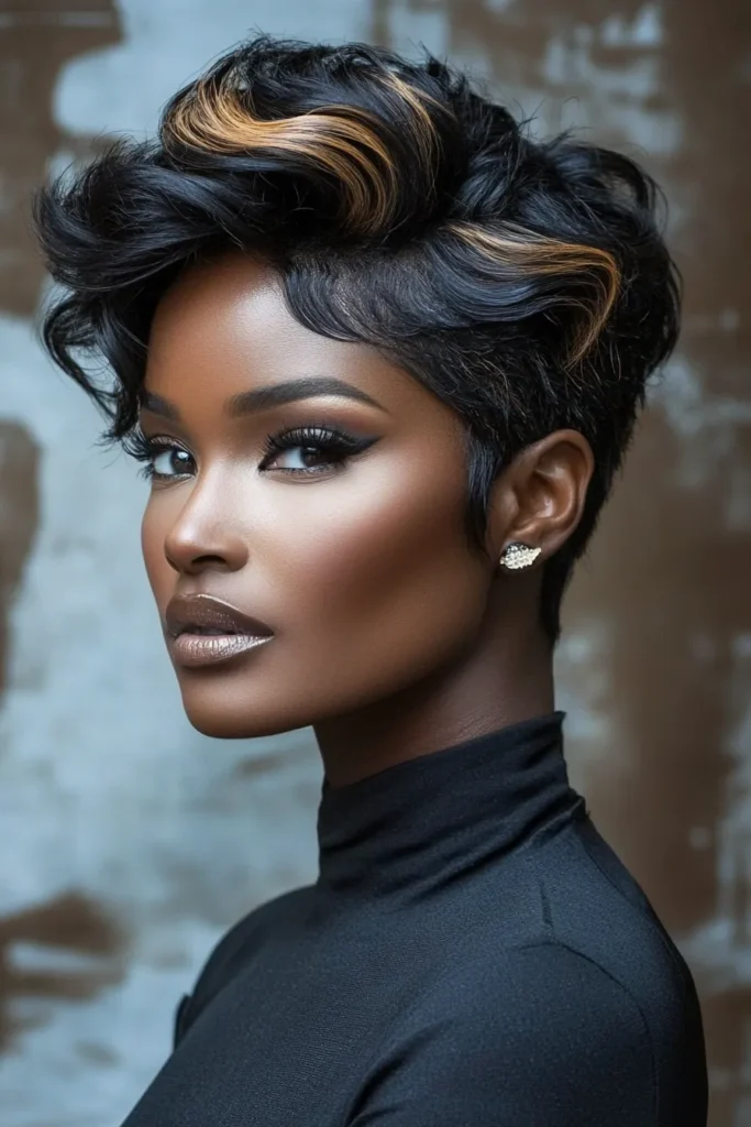 Voluminous Long Pixie with Highlights