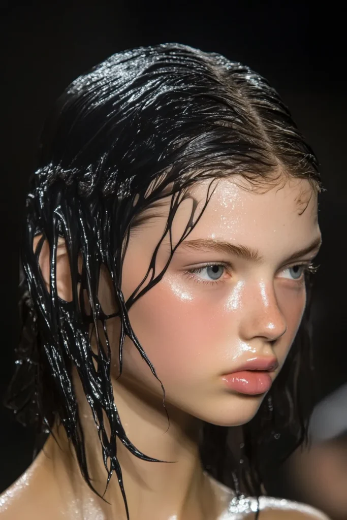 “Wet” Hair Look